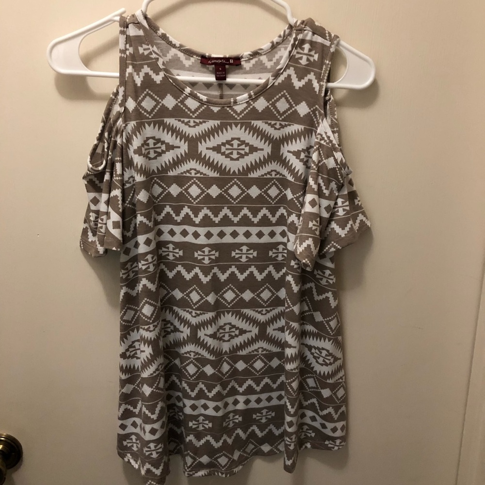 Tribal Aztec Cold Shoulder Tee